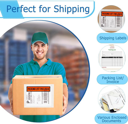 1000pcs 7.5"x5.5" Packing List Envelopes Self-seal Packing Slip Envelope Pouches Shipping Label Sleeves Top Loading Packing List Enclosed Bags.