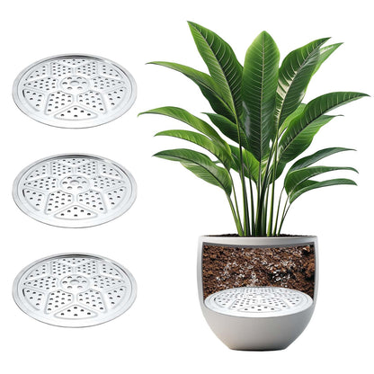 3PCS Round Planter Inserts for Large Tall Pots, 18" Stainless Steel Flower Pot Lift Insert Portable Planter Accessories Circular Plant Risers for Inside Pots with Drainage Hole, Use Less Potting Soil