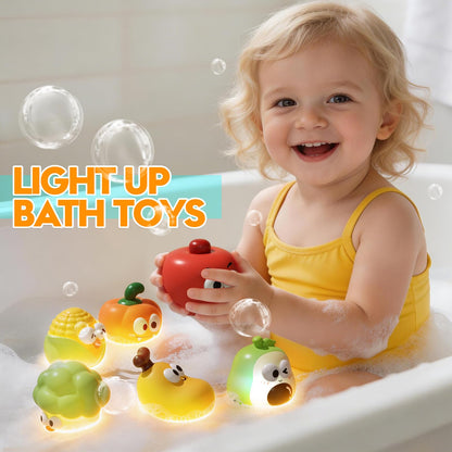 XAWACAH Light Up Bath Toys for Kids Ages 1-3, Water Activated Bathtub Toys with 6 Cute Characters, Kids Bath Toy Set for 1 2 3 Year Old Toddler Boys Girls Gifts