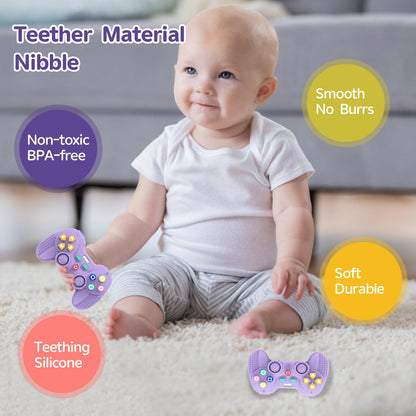 1Pack Silicone Teethers for 6-12 Months Old, Teething Toys for 0-6 Months Old, Remote Teether for Baby, Sensory Toys for Babies & Toddlers, Unisex Gifts