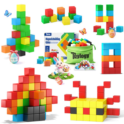 48PCS Magnetic Blocks for Toddlers Outdoor Toys, Large Magnetic Cube Toy for Sensory Montessori Education Preschool Magnet Toys for 3 4 5 6 Year Old Boys and Girls