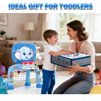Wee Wonders Toddler Basketball Hoop & Soccer Goal Tball Set, Kids Sport Toys with Light & Sound, Musical Activity Center Toys for 1 2 3 Years Old Boys, Christmas Birthday Gifts for Baby 12-18 Months