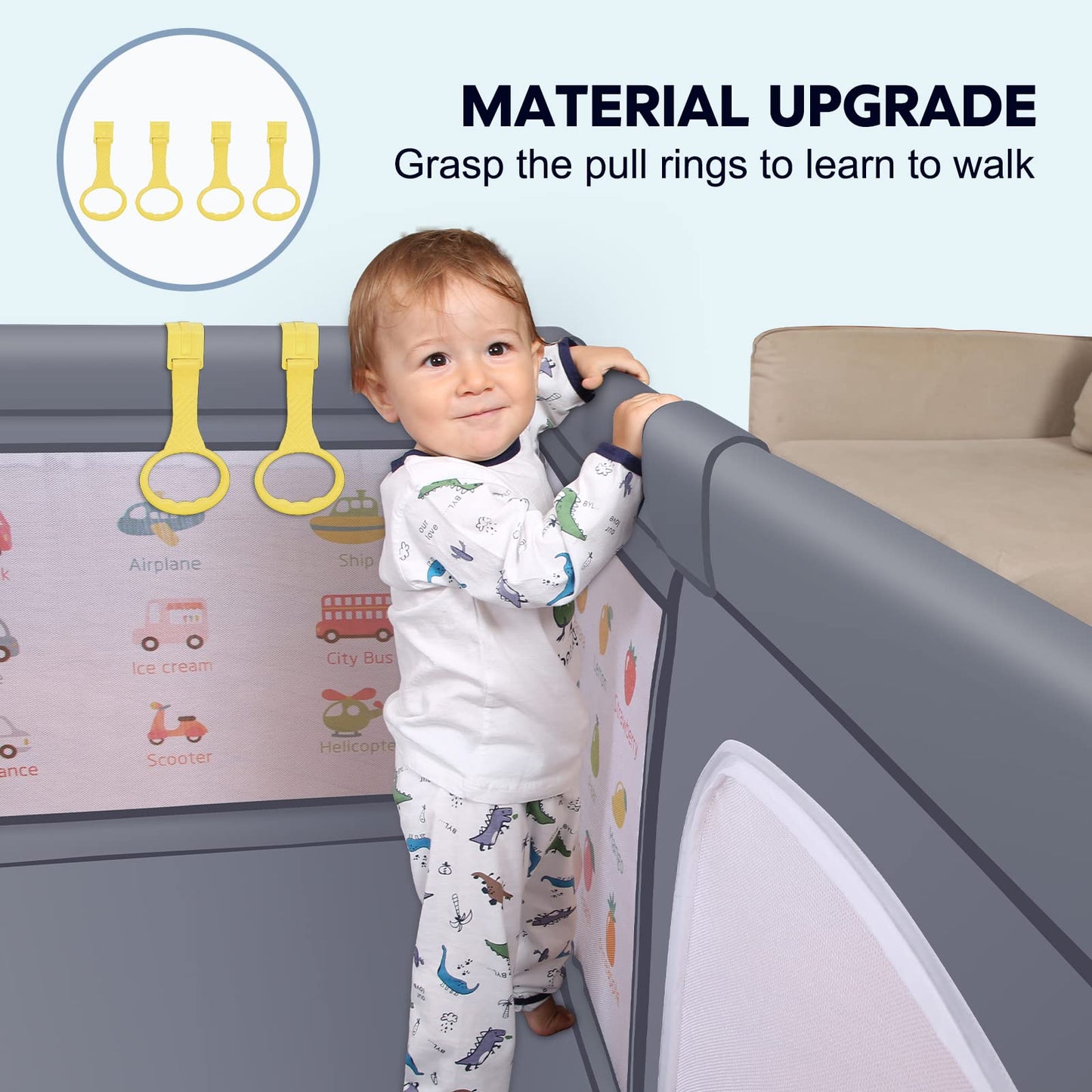 VOOVC Baby Playpen for Babies and Toddlers, 71x60 Inches Thickening Tube Baby Playards Kids Activity Center with Anti-Slip Suckers Tear-Resistant Mesh