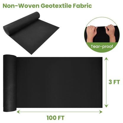 hzgeotl Premium Heavy Duty Weed Barrier Landscape Fabric for Outdoor Gardens, Non Woven Weed Blocker Fabric - Garden Landscaping Fabric Roll - Weed Control Fabric in Rolls(6OZ 3x100ft,Non Woven)