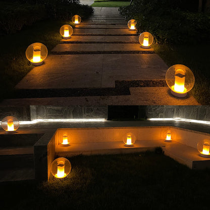Floating Pool Lights, Solar Flame Lights Flickering IP68 Waterproof Ball Night Light, Outdoor Lantern Landscape Decoration Lamp for Pool, Pond, Event, Party, Garden(2pcs)