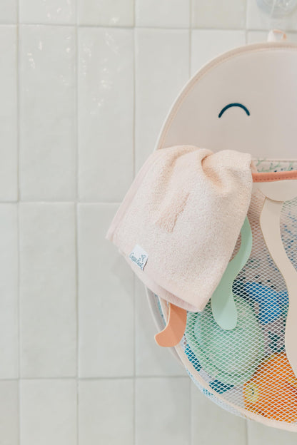 Copper Pearl Oceana Bath Toy Organizer with Suction Cups Extra-Large Mesh Bath Toy Holder for Bathtub, Quick-Dry Bath Toy Storage Net, Convenient Bath Toy Net for Tub - Cora