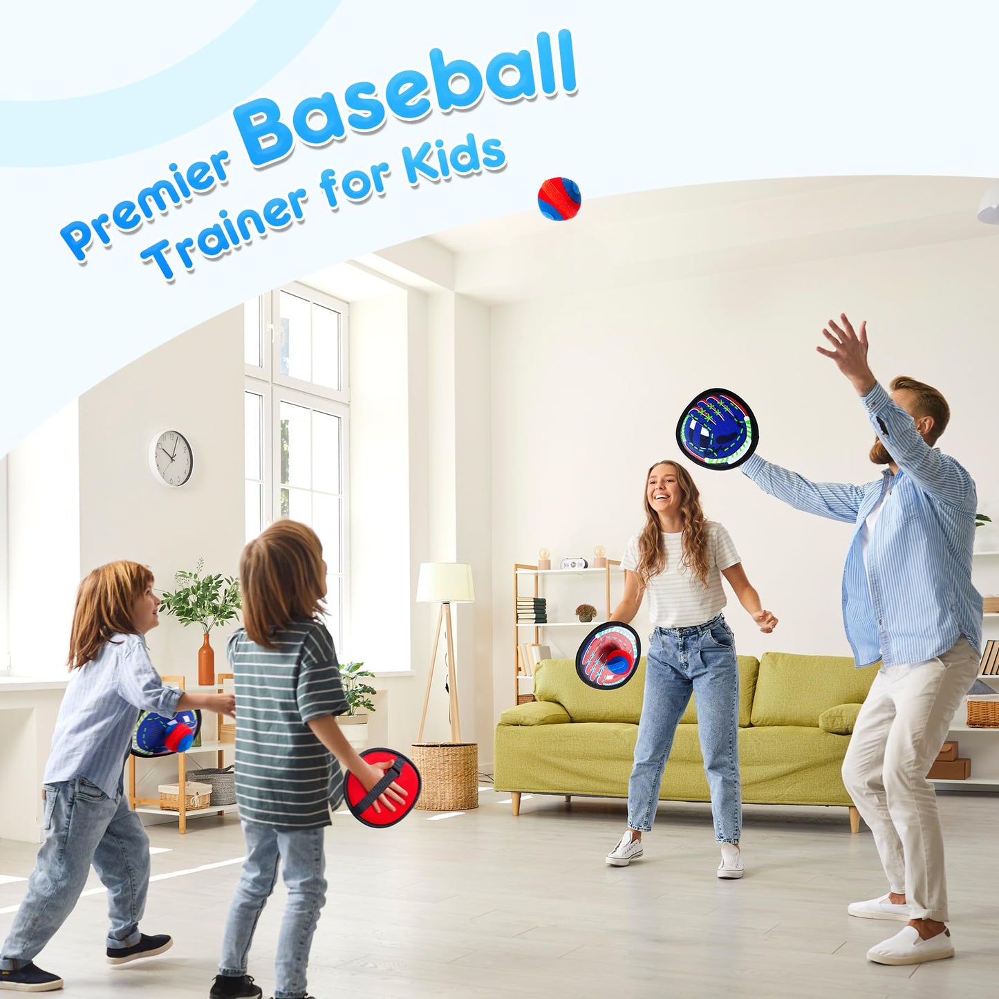 PlayZap Toss and Catch Ball Set Ultra Soft Fabric - Birthday Gift for Toddlers Kids Boys Girls 2-4 5-7 8-13+ Yrs - Baseball Glove Toy Indoor Outdoor Yard Game & Beach/Pool Toy Set 4 Pack