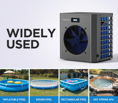 Varpoolfaye 16000 BTU Electric Pool Heater for Above Ground Pool Swimming Pool Heat Pump Spa Heater 5000 Gallon Pool Heater 120V WiFi Control