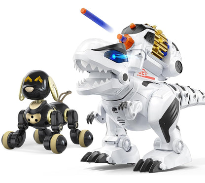 Ruko 18011 Black Gold Robot Dog and 8809 Remote Control Robot Dinosaur Toys for Kids