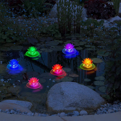 pearlstar Solar Pond Lights Waterproof LED RGB Solar Floating Lights Swimming Pool Pond Floating Night Light for Swimming Pool Spa Patio Wedding Party Christmas Decorations(4Pcs Lotus)