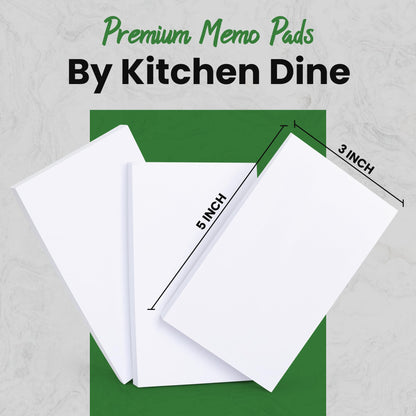 KitchenDine 10 Pack Note Pads 3x5 | 100 Sheets Per Memo Pad | Server Note Pads | Scratch Pads for Writing | White Blank Notepads in Bulk | Small Notepad | Paper Pads for To Do Grocery List