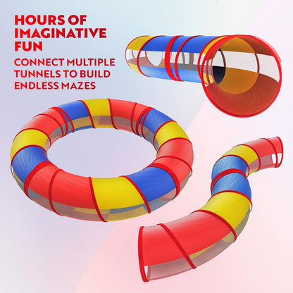 Playz Extra-Large Play Tunnel for Toddlers 1-3 Years – Pop-Up Baby Crawl Tube, Sensory Activity, Indoor & Outdoor Kids Toy, Collapsible for Easy Storage