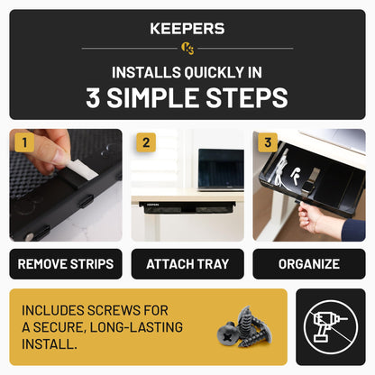 KEEPERS - Under Desk Drawer Slide Out – Metal Under Desk Storage Drawer for Office, Home, RV, Kitchen – Slim Under Table Attachment with Easy DIY Mount - Under Desk Organizer - Fits in 11x10x2In