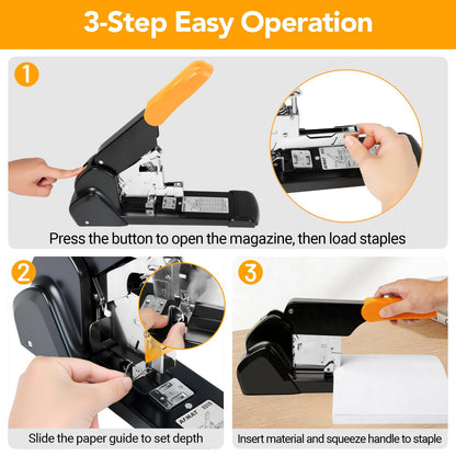 AFMAT Heavy Duty Stapler, 220 Sheets Capacity Stapler for Classroom, 60% Reduced Effort, Jam Free, Adjustable Paper Depth, Metal Desk Office Staplers w/ 50,000+ Uses, Includes 7000Pcs Staples, ES15
