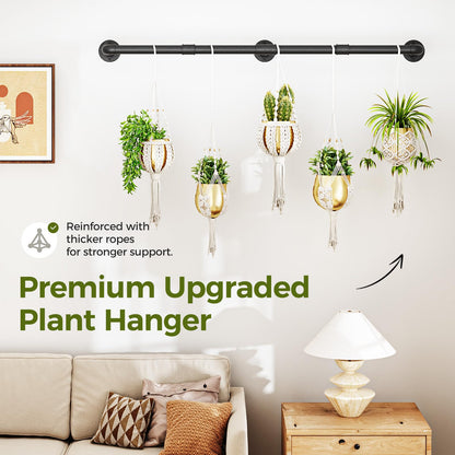 Bamworld Window Plant Hanger Indoor 63in Hanging Planters for Indoor Plants Hanging Plants Holder Hanging Rod Window Plant Shelves Wall Planters Pot/Chain/Plant Not Included(Black)