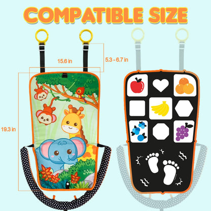 Innofans Baby Car Seat Animals Toys - Kick and Play Double Sided Infant Car Seat Toys with Plush Toys, Mirror, Teether for Baby, Babys Travel Activities, Christmas Birthday Gifts Newborn Infant Toys