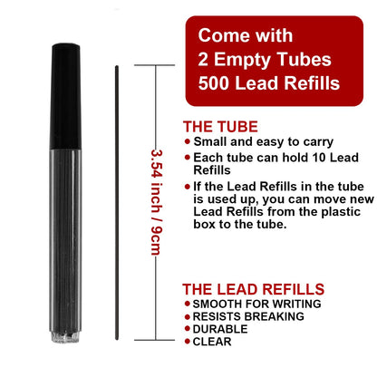 mivont 500 Pieces 1.1mm 2B Lead Refills Graphite Mechanical Pencil Lead Break-Resistant for Smooth Writing & Drawing, Compatible with 1.1mm Mechanical Pencils