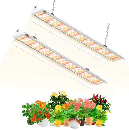 SZHLUX LED Grow Light 2FT Full Spectrum 2 Pack 80W (2×40W, 600W Equivalent) Sunlight Plant Light for Indoor Plants, Super Bright Grow Light Strips, Linkable Growing Light Fixture