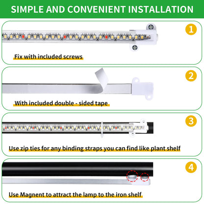 2 Head 13" Growing Lamp for Indoor Plants, Red & White Full Spectrum LED Grow Light Strips with Auto ON/Off, 3/9/12H Timer,10 Dimmable Levels for Green House Seedlings