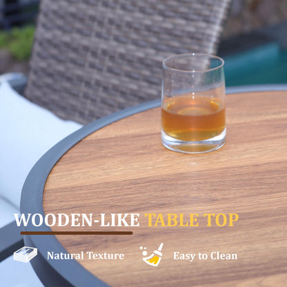 Naga Bahna Bar Height Patio Table, 40-Inch Outdoor Pub Table Bistro Table with Wooden-Like Table Top & Metal Frame, Spring, 2026