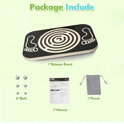 Ciyebst Balance Board Maze for Kids, 17.5-Inch Wobble Board Rocking Seesaw Sensory Training with 6 Balls, Non-Slip Pedals Indoor Outdoor for Boys Girls