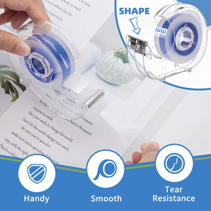 JEFURE 24 Pcs Transparent Tape with Dispenser, 0.7 x 1000 in Blue Core Clear Tape Rolls Bulk, Office Tape Refills for Desk, Craft, and Gift Wrapping