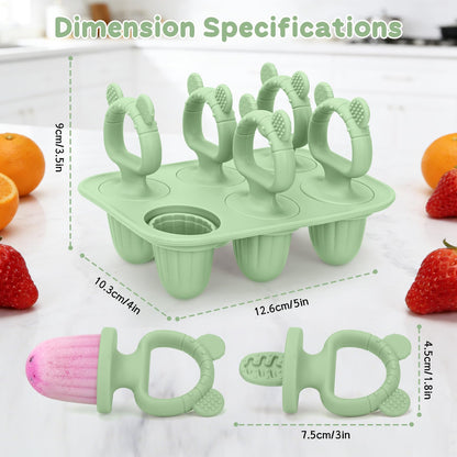 Silicone Baby Popsicle Molds with Sticks, Mini Popsicles Molds for Babies Breastmilk Popsicle Molds for Teething Relief, Frozen Treats Maker Popsicle Maker Ice Pop Mold for Toddlers Kids(Green)