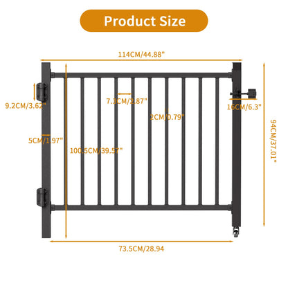 bimiti 36"x 45" Adjustable Aluminum Deck Gate, Outdoor Gate with Wheel Auto Closing Hinges Rustproof Design for Deck Railing Patios, Porch, Garden
