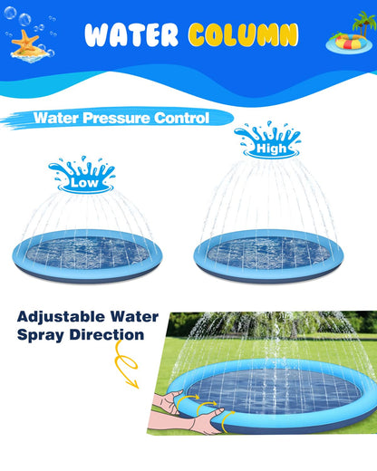 Dog Splash Pad, 67" Non-Slip Thickened Sprinkler Pool, Summer Outdoor Pet Water Play Mat, Splash Pad for Dogs & Kids