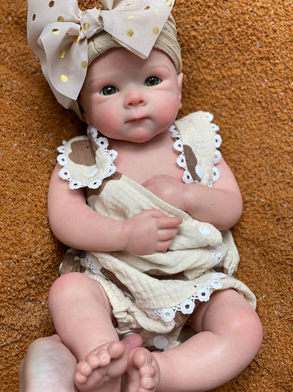Abenduot 18inch Bettie Girl Doll Can Open Mouth Anatomically Correct Silicone Baby Dolls Realistic Full Solid Silicone Body Newborn Dolls Flexible