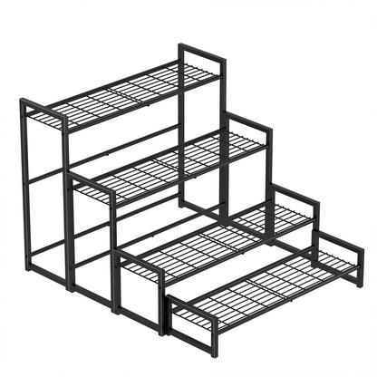 Garden 4 you 4 Tier Stair Style Large Metal Plant Stand Stackable, Garden Display Shelf Flower Pot Holder Storage Organizer Rack for Indoor Home Outdoor Patio Balcony Yard( Black,Rectangle)