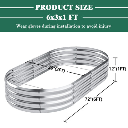 DERYONI Galvanized Raised Garden Bed Kit 2pack,Planter Raised Beds 6x3x1ft for Gardening,Outdoor Metal Garden Bed Planter Box for Flowers,Fruits,Vegega Raised Garden Bed