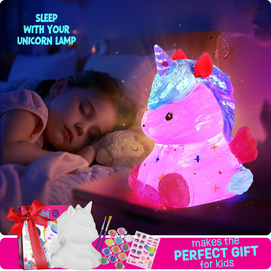 LAOESE Paint Your Own Unicorn Lamp Kit, Art Supplies Unicorn Painting kit for Kids, Arts and Crafts for Kids Ages 8-12, Unicorn Toys Birthday Gifts for Kids Girls Boys Ages 3 4 5 6 7 8 9 10 11 12+