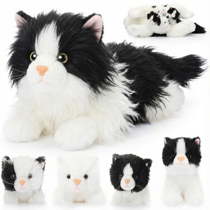 HyDren 5 Pcs Realistic Ragdoll Cat Stuffed Animal, 17.75 Inches Large Ragdoll Cat Mommy Plush with 4 Cute Babies Soft Plush Kittens Set for Girls Boys Birthday Party Favors(Black)