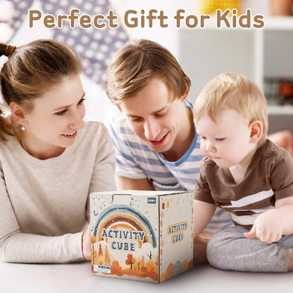 Vanplay Montessori Toys for 1+ Year Old Girls Boy Gifts, Wooden Sensory Activity Cube for Babies 12-18 Months, Learning Educational Toys 1 2 3 Year Old First Birthday Gifts for Toddler 1-3