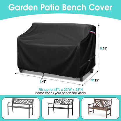 Agustone 48" Outdoor Garden Bench Cover, 500D Waterproof 2- Seater Patio Loveseat Cover, Outdoor UV Protection Furniture Covers for Park Glider Benches/Rattan Sofas - 48" L x 23" W x 28" H