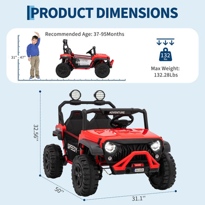 Garvee 24V Ride on Toys for Big Kids with Remote Control - 4WD Electric Car, 2 Seater UTV, Spring Suspension, Front & Behind LED Lights, Dual Storage, 3 Speeds, Bluetooth Music, Parent Safety Brake,