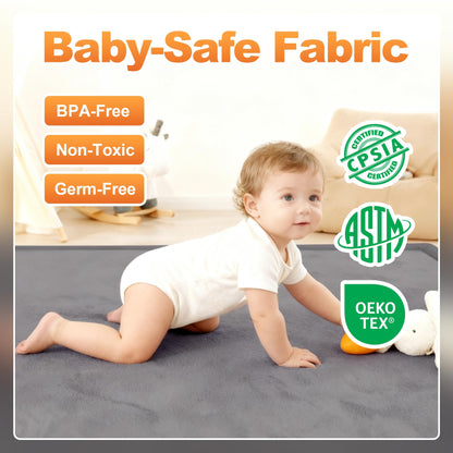 Fengdulong Ultra Soft Baby Play Mat for Floor, 50"x50" Playpen Mat, 1.3" Thick Memory Foam, Non-Slip Tummy Time Mat for Infants, Toddlers, and Kids – Water-Repellent Coral Velvet, Easy Care