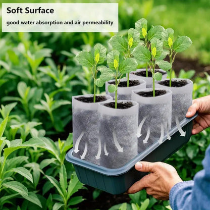 Plant Nursery Grow Bags, Non-Woven Fabric Seedling Starter Pots for Vegetable, Flower, Fruit Saplings, Tree Growing, Home Garden Supply (9.85"x9.85"/Pack of 100)