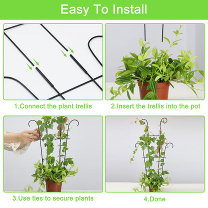 Xeeol Plant Trellis for Potted Plants 2p, Larger 23in Garden Trellis for Climbing Plants Indoor Outdoor, Rustproof House Plant Support Stakes for Pothos Hoya Ivy Flower