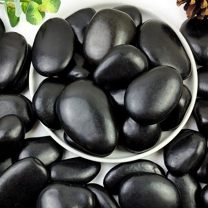 YISZM 5lbs Black Pebbles for Plants, 2-3 Inch High Polished Natural Large River Rocks for Landscaping, Decorative Stones Vase Filler Fish Tank Aquariums Garden Outdoor and Indoor DIY