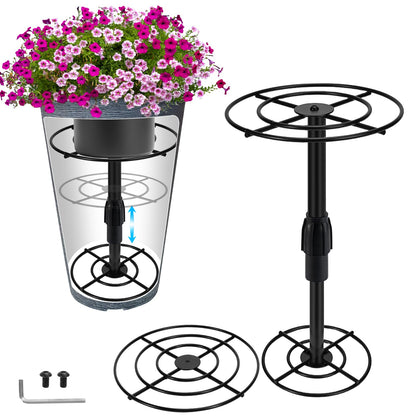 VICAMB 1 Pack Adjustable 6-10.5in Plant Risers for Inside Pots,Metal Planter Lift Inserts Fillers Risers for Tall Square Round Taper Large Pots(5.9" 7.87" 9.84" Base or Top)