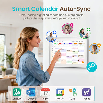 TASKLENDAR 15.6’’ Digital Calendar Frame Wall Touchscreen Electronic Calendar, Smart Family Planner for Schedule, Chore Chart & Meals Task Organizer, Digital Photo Display, Wall & Desk Mountable, White