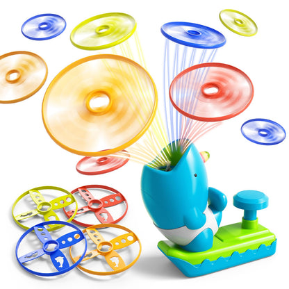 WATUDOU 12 PCS Flying Disc Launcher Outdoor Indoor Game Toys Gifts for 3 4 5 6 7 Year Old Boys Kids, Outdoor Outside Game Toys for Boys Girls Ages 3-5 4-8, Ideal 3 4 5 6 Year Old Birthday Gifts