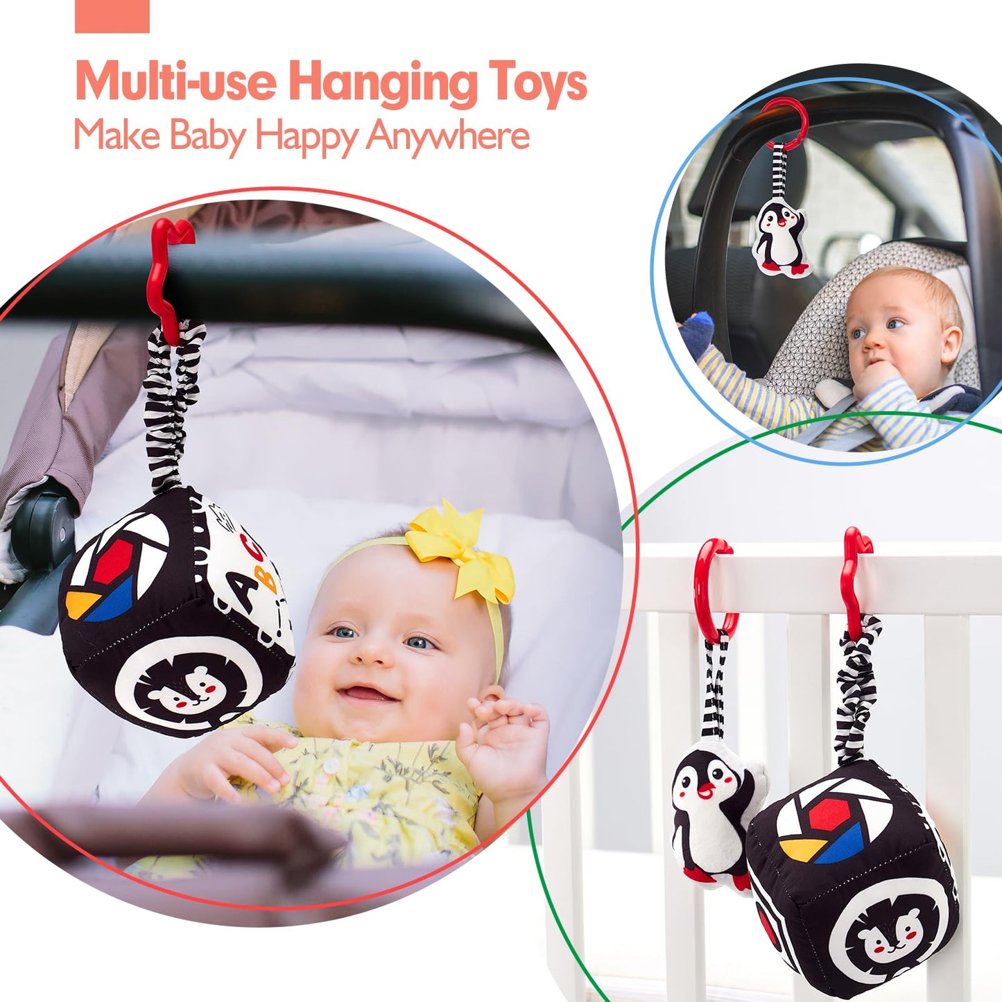 hahaland High Contrast Baby Toys for Newborn - Infant Baby Black and White Sensory Newborn Toys for Brain Development Montessori Tummy Time Toy for 0 3 6 Months