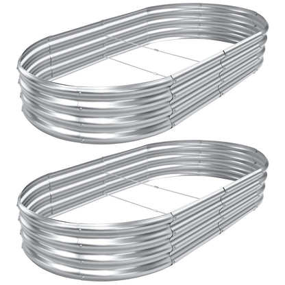 AHEONLAR 2pack 8×4×1ft Raised Garden Bed，Outdoor Galvanized Planter Boxes, Oval Large Metal Raised Garden Beds for Vegetables