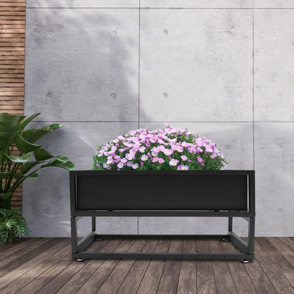Ongniong Outdoor Elevated Planter Box Rectangle Raised Garden Bed 29" x 12" x 14" Carbon Steel Metal Planters with Drainage for Herbs and Flowers All-Weather Flower Beds for Patio