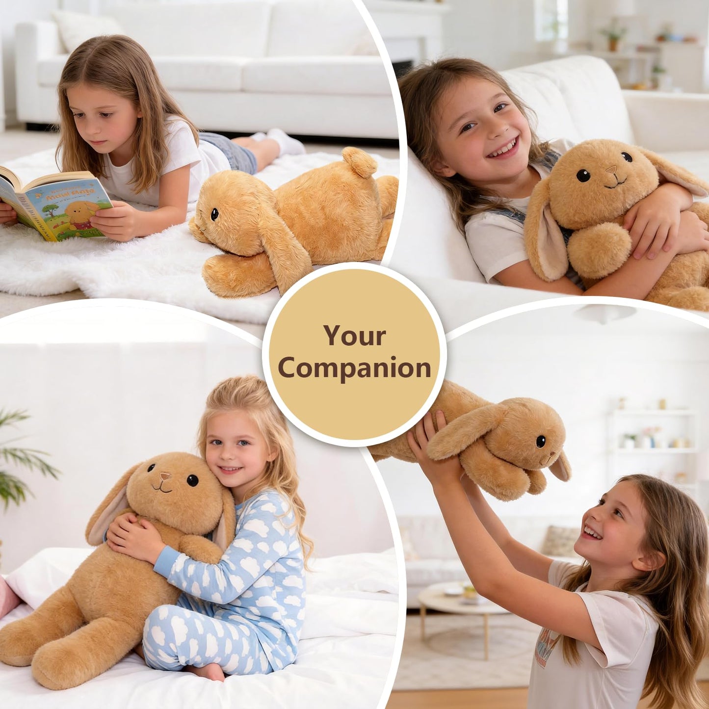 Fuzcomddle Weighted Stuffed Animals for Adults and Kids– 4.2 Lbs Bunny Weighted Stuffed Animal 21", Rabbit Plush Pillow, Birthday Christmas Holiday Easter Gifts for Women Adults & Kids