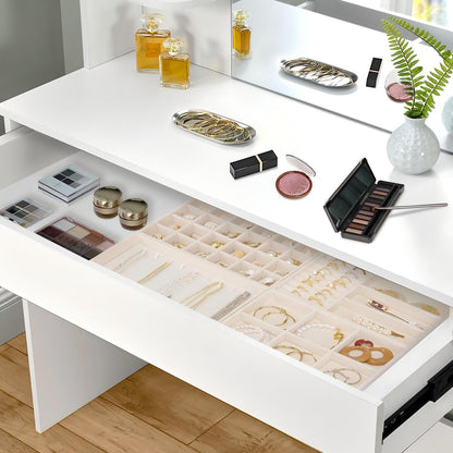 Cirhy Velvet Jewelry Drawer Organizer Trays – Stackable Jewelry Trays for Drawers, Set of 4 Jewelry Organizer for Drawer Inserts, Display Storage Box for Earrings, Rings, Necklaces, Bracelets