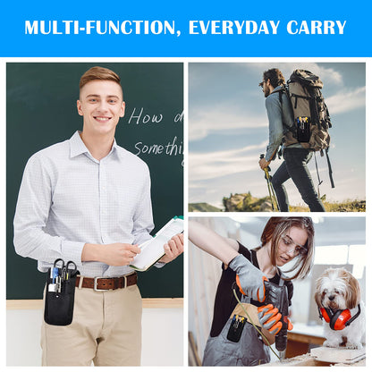 2 Pcs KATOLK Belt Pen Holder, Multifunctional Adjustable Tactical Pencil Pouch, Detachable Military Duty Pencil Sleeve Case, Can Hold Pens, Rulers and Scissors (Black)